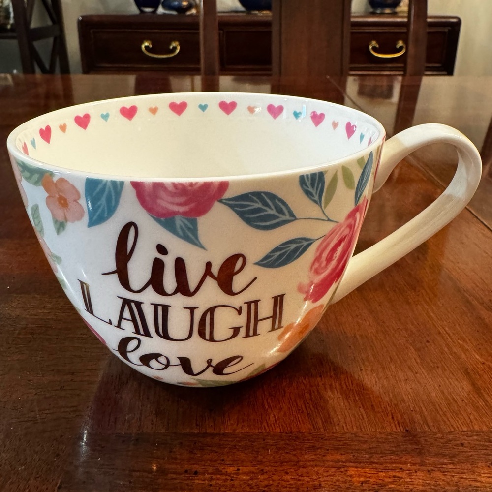 Portobello by Inspire Live Laugh Love Floral 20 oz Fine Bone China Mug Cup